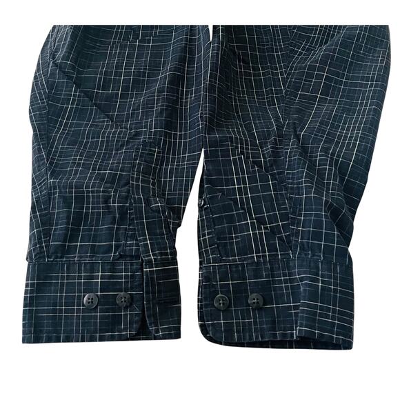 DOCKERS LONG BARREL CUFF SLV BUTTON DOWN SHIRT, MENS, M, BLUE WHITE GREEN PLAID - Picture 8 of 12